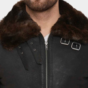 Most Popular Style Winter Collection <b>Shearling</b> Leather <b>Jacket</b> Fully Customized Great Personality <b>Men's</b> Faux Fur Leather <b>Jacket</b> - Product Image 6