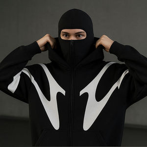 เสื้อฮู้ดดี้โอเวอร์ไซส์หนานุ่มสำหรับผู้ชาย รุ่น OEM Double Hood Streetwear Ninja Mask - Product Image 4