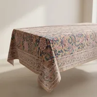 Nappe rectangulaire en coton imprimé floral classique, lavable, pour la décoration de la maison, nappe imprimée au bloc