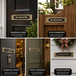 Plaque de porte en laiton de qualité supérieure « Sans sollicitations » |   Plaque d'avertissement en métal gravée pour la décoration d'entrée de maison ou de bureau, édition de luxe XLX - Product Image 4