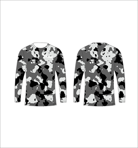 Camiseta Deportiva de Manga Larga con Camuflaje en Escala Gris Personalizada, Absorbe la Humedad, Rendimiento Atlético, Entrenamiento Deportivo, Top Deportivo Resistente - Product Image 1