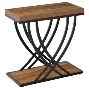 Mesa Estrecha de Doble Capa que Ahorra Espacio, Mesa Auxiliar o de Café con Diseño de Mesitas de Noche para Uso Junto a la Cama - Product Image 5