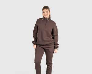 Sudadera con capucha de forro polar grueso de algodón y poliéster con media cremallera, personalizada, para mujer, lisa, venta al por mayor, fabricante de ropa - Product Image 6