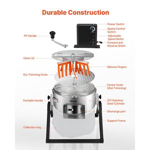 Trimmer Elettrico Manuale 2-in-1 per Foglie e Germogli, Lame Affilate in Acciaio Inox da 16 Pollici, Tipo Umido/Secco, Attrezzo da Giardino con Supporto - Product Image 6