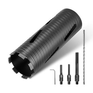 Punta da trapano per muratura e cemento diamantata a secco, diametro 3-1/2 pollici, profondità di foratura 9-1/2 pollici, filettatura interna 5/8-11, 3 adattatori - Product Image 1