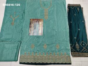 Traje Salwar Dupatta de muselina satinada tradicional india de alta calidad y a la moda con bordados, a precio de mayorista. - Product Image 6