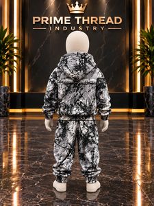 Conjunto de Chándal con Capucha para Niños, Hecho a Medida, Gris y Negro con Estampado, Pantalones Deportivos de Manga Larga, Ropa Deportiva Transpirable para Otoño - Product Image 3