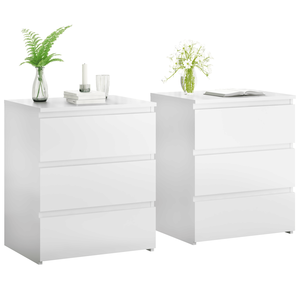 Set of 2 White Wooden 3-Drawer Dressers <b>Small</b> Closet Nightstand for Bedroom Chest Drawers Side <b>Table</b> <b>Storage</b> - Product Image 1
