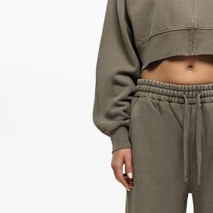 Nueva llegada: Sudadera con capucha de manga larga para mujer, de felpa francesa, con cremallera completa y cordón ajustable. - Product Image 2