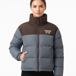 Best Quality <b>Women's</b> Quilted <b>Padded</b> <b>Winter</b> <b>Coat</b> Color Block Full Zip Jacket Warm Polyester Filled Regular Length - Product Image 1