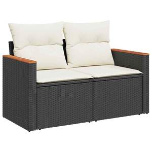 Conjunto de Sofás Modulares Grandes de Ratán PE Negro para Jardín, Elegante Colección de Muebles para Exteriores - Product Image 4