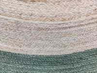 Tapis d'appoint en jute tissé à la main, style bohème chic, bordure verte, décoration de maison de style farmhouse