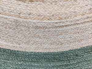 Tapis d'appoint en jute tissé à la main, style bohème chic, bordure verte, décoration de maison de style farmhouse - Product Image 3