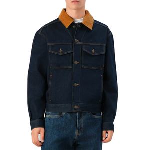 แจ็กเก็ตยีนส์ผ้าลูกฟูกสำหรับผู้ชายเสื้อโค้ทผ้ายีนส์แขนยาวแบบติดกระดุมสำหรับใส่ทำงานเสื้อโค้ทยีนส์แนวสตรีทแบบวินเทจ - Product Image 3