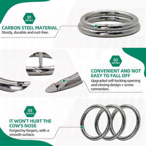 Anneau nasal autobloquant pour bovins 3,5 pouces – Anneau nasal robuste pour taureau – Usage vétérinaire et équine – Élevage de bétail - Product Image 6