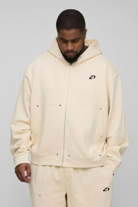 Ensemble de survêtement deux pièces en coton épais pour homme, avec sweats à capuche et pantalons de survêtement à jambe large entièrement cloutés, poches utilitaires, logo personnalisé, vente en gros OEM - Product Image 4