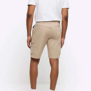 Pantalones Cortos Cargo Casuales de Lona 100% Algodón Ecológicos para Hombre con Cierre de Cordón, Bolsillos Cargo y Logotipo Personalizado - Product Image 2