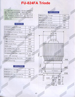 FU-824FA de lampe d'électron d'oscillateur de vide de radiofréquence 10KW, FU-824FA de lampe d'amplificateur d'air forcé à haute fréquence