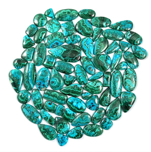 Lot de cabochons en chrysocolle et malachite, pierres précieuses naturelles bleu-vert polies, pierres en vrac pour la fabrication de bijoux en gros - Product Image 1