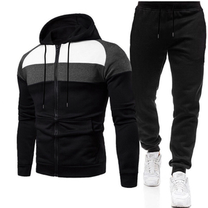 Men's Custom <b>Hooded</b> Tracksuit Color Blocking Full <b>Zip</b> Up Joggers Set Casual Autumn Wear Breathable Polyester 100% Cotton Fleece - Product Image 2