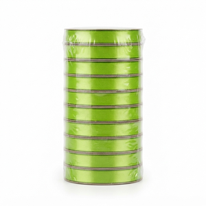 Cinta de Satén Verde Lima de 12 mm, de una Sola Cara, Venta al por Mayor, 10 Rollos x 8 Metros, para Envolver Regalos de Pascua, Exhibiciones en Tiendas de Jardinería, Venta al por Mayor - Product Image 1