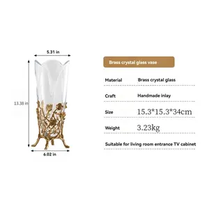 Jarrón Decorativo Alto de Hierro Dorado de Primera Calidad, Diseño Costero, Ecológico, Moderno y Lujoso, Centro de Mesa para Interiores, Navidad - Product Image 1