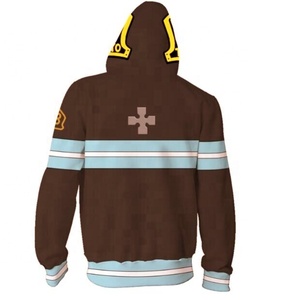Sweat-shirt à capuche zippé pour homme, rayé marron et bleu, décontracté, imprimé par sublimation, coupe classique, pour l'automne - Product Image 4