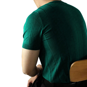 Mens Solid Vertical Ribbed Knit Short Sleeve Crew Neck Casual <b>Summer</b> <b>Shirt</b> Soft Comfortable Regular Fit Lightweight Stretchy - Product Image 2