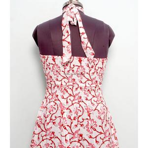 High Quality Modern Floral Cotton Bodycon Midi Dress Women Beautiful Halter Neck Backless Sleeveless Breathable Eco-Friendly - Product Image 6