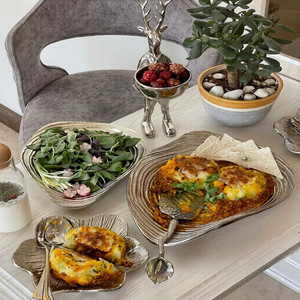 Bol de service en métal en aluminium nickelé avec texture japonaise travail bol de service de fruits secs paires de quatre - Product Image 1