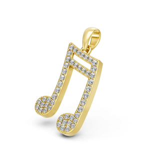 Pendentif Note de Musique en Or Blanc 10K Certifié IGI, Diamant de 0,36 CTW Taille Brillant Cultivé en Laboratoire, Plaqué Rhodium, Cadeau de Mariage de Luxe - Product Image 4
