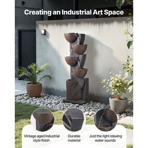 Fontana a Cascata a 5 Livelli a Forma di Vaso con Illuminazione LED per Esterni, Altezza 49,61 Pollici - Product Image 2