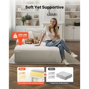 Moderna Chaise Longue da Interno Senza Struttura da 54 Pollici con Schienale Solido e Cuscini Grandi per Lettura e Decorazione - Product Image 4