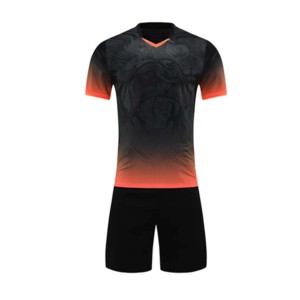 Unisex Custom Black Orange Gradient Soccer Jersey Set V-Neck Short Sleeve Moisture Wicking Polyester Uniform Winter All Athletic - Product Image 3