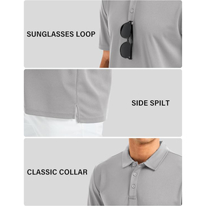 Polo de golf slim fit, tissu extensible à séchage rapide, col respirant, poignets côtelés, anti-odeur. - Product Image 4