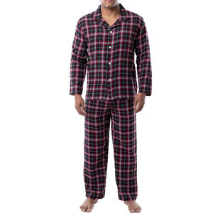 Pijama de Franela de Algodón Tejido Personalizado para Hombre, Camisa con Botones y Pantalón, Traje de Dormir de Dos Piezas de Secado Rápido para el Hogar - Product Image 5