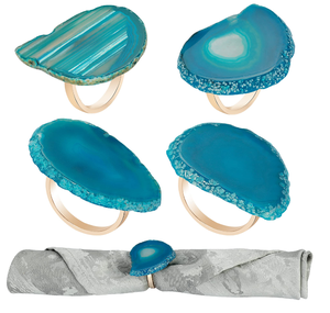 Anillo para Servilletas de Resina Epoxi Azul Marino con Diseño de Rodaja, Anillo para Servilletas de Metal Circular, Venta Caliente, Precio al por Mayor - Product Image 1