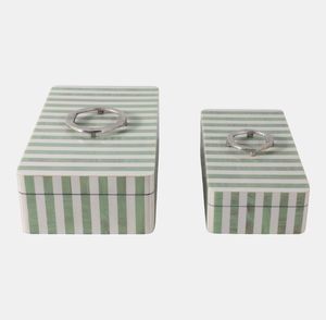 Artenza Decor Green White Striped Resin Jewelry <b>Box</b> Inlay Handmade Rectangle Space <b>Saving</b> Modern Gift <b>Box</b> Home Decoration - Product Image 1
