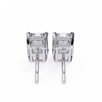 Boucles d'oreilles clous en argent 925 avec moissanite taille émeraude, plaqué rhodium, sertissage panier, bijoux fins élégants