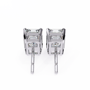 Pendientes de Plata 925 con Moissanita Corte Esmeralda, Baño de Rodio, Engaste Tipo Cesta, Joyería Fina Elegante - Product Image 5