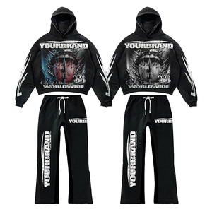 เสื้อฮู้ดดี้สตรีทแวร์คุณภาพสูงแบบสั่งทำปี 2026 แบบซิป วินเทจ สองชั้น ล้างสีแบบแอซิด ฟอกสีซีดแบบซันเฟด แต่งขาดแบบดิสเทรส มีกระเป๋า - Product Image 1