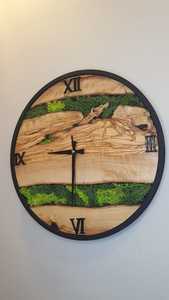 Natural Moss Wood Wall <b>Clock</b> Handmade Rustic Wooden Mechanical Movement 3D Antique Design Large Wall Decor Scandinavian - Product Image 6