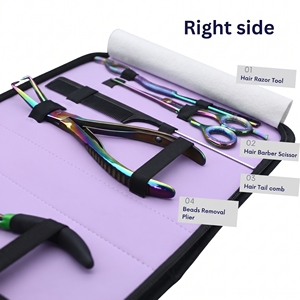 Kit d'outils professionnels pour extensions capillaires de salon : Pinces à ouvrir et retirer les micro-anneaux, Coupe-keratine, Ciseaux rasoirs - Product Image 5