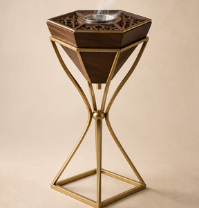 Decorative Wooden <b>Bakhoor</b> Burner Metal Stand Luxury Arabic Incense Burner Mabkhara <b>Oud</b> Burner Ramadan Modern Home Decor Gift - Product Image 1