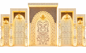 Outdoor <b>Wedding</b> Stage Backdrop with Mughal Mirror <b>Frames</b> Luxury Mirror Panels for <b>Wedding</b> Ceremony Stage Decor For Australia - Product Image 5