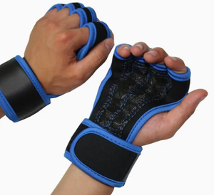Guantes Deportivos Transpirables de Medio Dedo con Soporte para Muñeca, Estilo Liso Negro y Azul, para Primavera y Otoño - Product Image 1