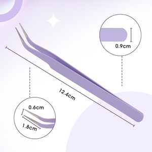 Pince à cils isolante classique en acier inoxydable, couleur violette, anti-magnétique, forme en L, 45 degrés, pour extensions de cils - Grande Vente - Product Image 2
