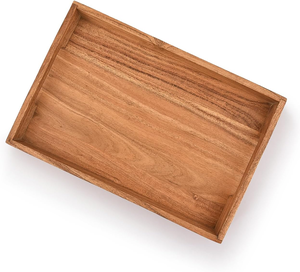 Bandeja de Madera para Servicio a la Habitación con Asas Integradas, Borde Profundo y Elevado, Grano Natural, para Servir Comida, Café y Té - Product Image 4
