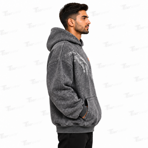 New 2026 Wholesale Custom Logo Pullover Acid Wash <b>Hoodies</b> <b>for</b> <b>Men</b> Oversized 100% Cotton <b>Plain</b> Fabric Plus Size <b>Men</b> <b>Hoodies</b> - Product Image 3