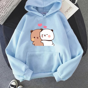 เสื้อฮู้ดลายการ์ตูนหมี ยูนิเซ็กส์ เสื้อสเวตเชิ้ตลำลองขนาดใหญ่พิเศษ พิมพ์ลายด้านหน้า ดีไซน์กระเป๋าเสื้อ ใส่ได้ในฤดูใบไม้ร่วง - Product Image 2